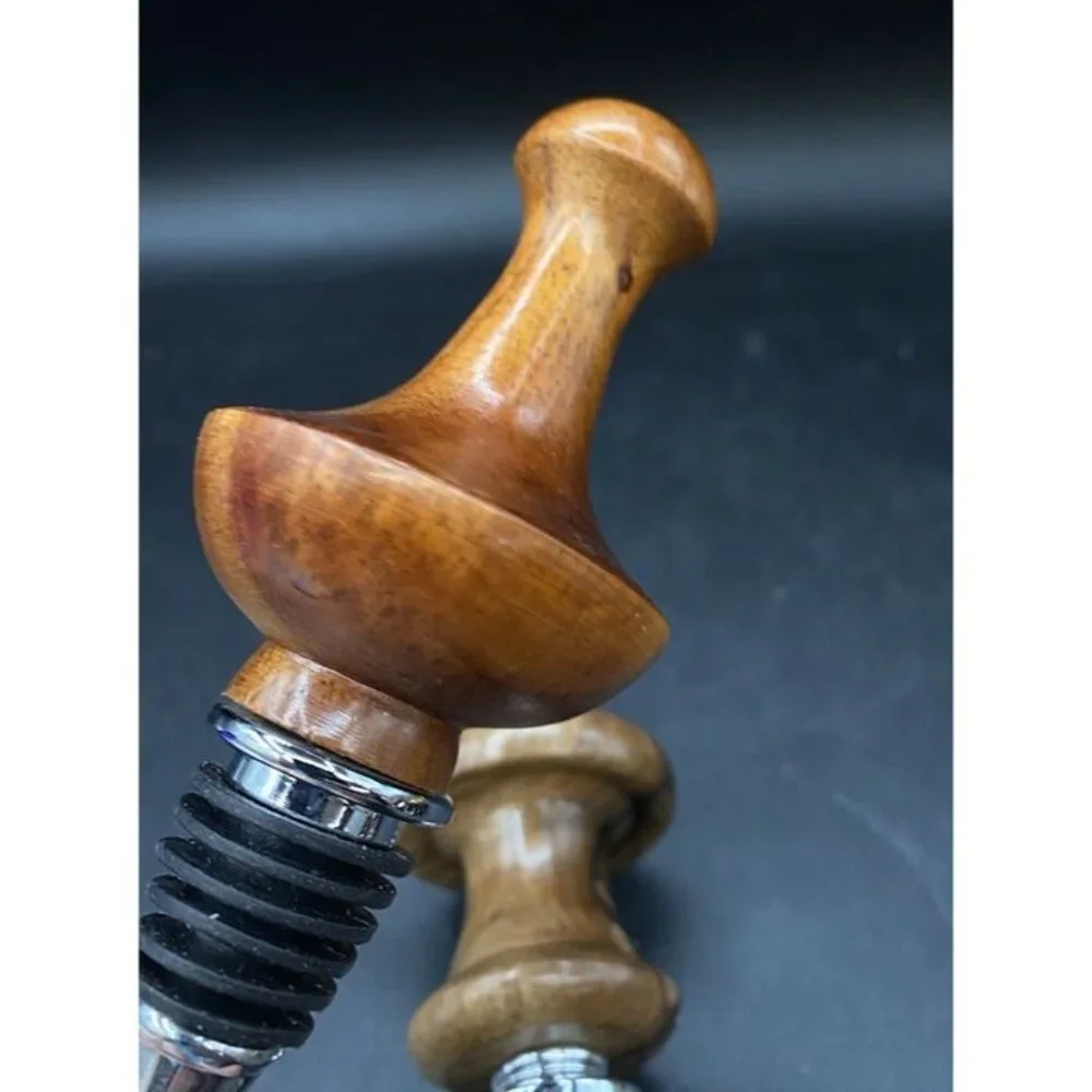 LOT 2 Wine Bottle Stopper Wood Walnut MCM READ